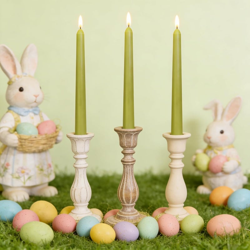 Sihuida 12-Pack Olive Green Taper Candles, 10 Inch Unscented Dripless Candlesticks, Long-Lasting Burn Time of 7-8 Hours, Perfect for Christmas Home Décor Spring and St. Patrick's Day - Image 3